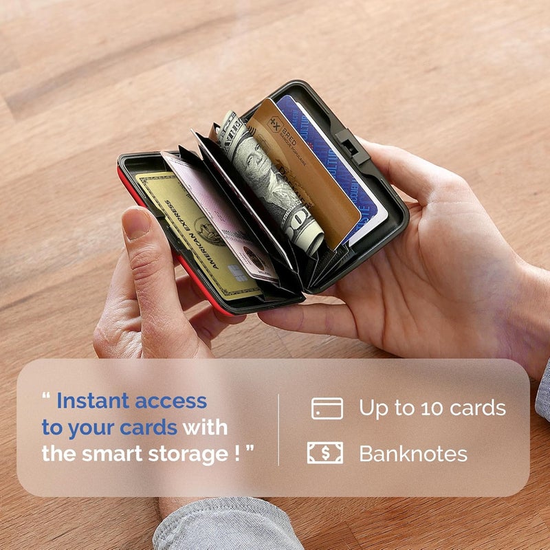 ÖGON -DESIGNS- أوجون -تصاميم- حامل بطاقات من الألمنيوم، حماية RFID ضد الاحتيال وإزالة المغناطيسية، محفظة مدمجة، علبة ذكية طراز ستوكهولم V1 - Image 4